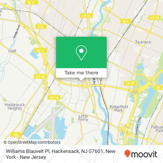 Mapa de Williams Blauvelt Pl, Hackensack, NJ 07601