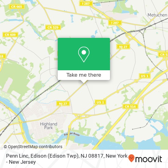 Mapa de Penn Linc, Edison (Edison Twp), NJ 08817