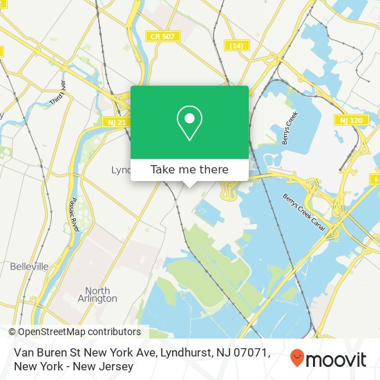 Mapa de Van Buren St New York Ave, Lyndhurst, NJ 07071