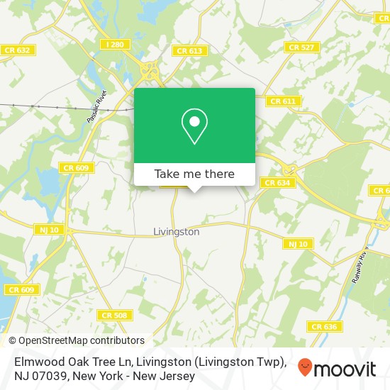 Mapa de Elmwood Oak Tree Ln, Livingston (Livingston Twp), NJ 07039