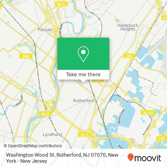 Mapa de Washington Wood St, Rutherford, NJ 07070