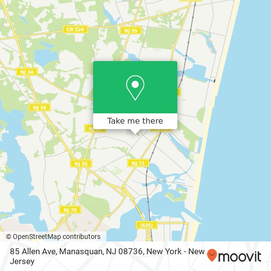 Mapa de 85 Allen Ave, Manasquan, NJ 08736