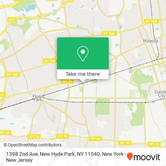 Mapa de 1398 2nd Ave, New Hyde Park, NY 11040