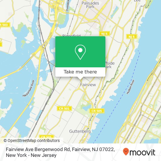 Mapa de Fairview Ave Bergenwood Rd, Fairview, NJ 07022