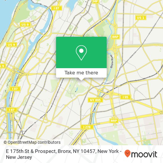 E 175th St & Prospect, Bronx, NY 10457 map