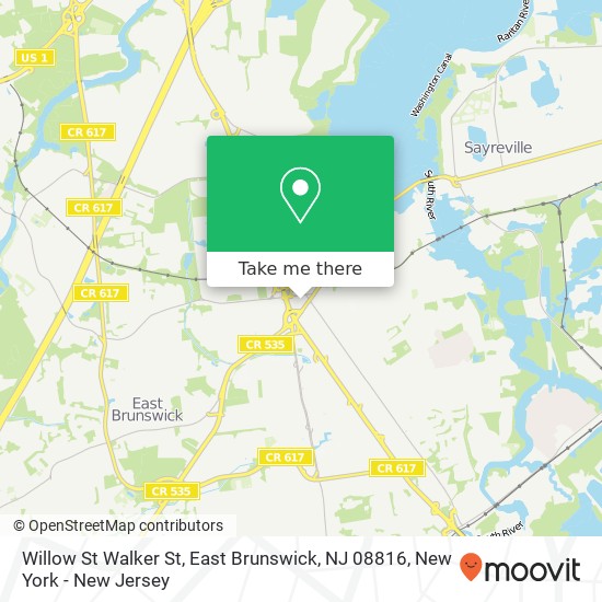 Mapa de Willow St Walker St, East Brunswick, NJ 08816