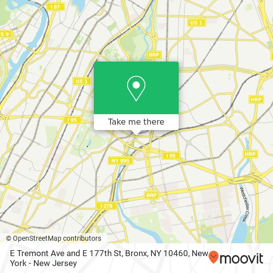 Mapa de E Tremont Ave and E 177th St, Bronx, NY 10460