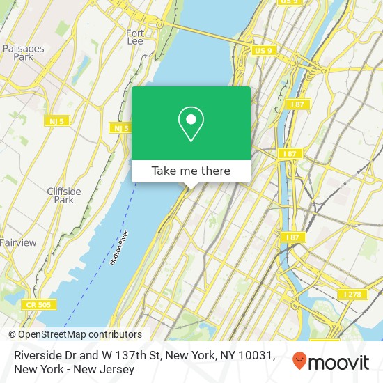 Riverside Dr and W 137th St, New York, NY 10031 map