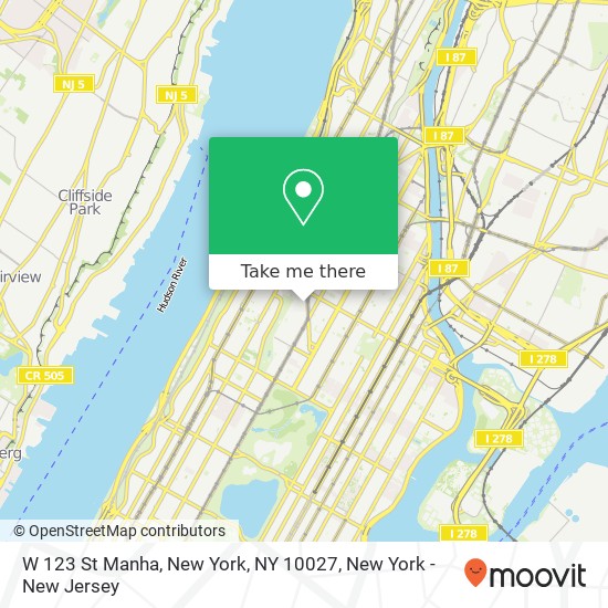 W 123 St Manha, New York, NY 10027 map