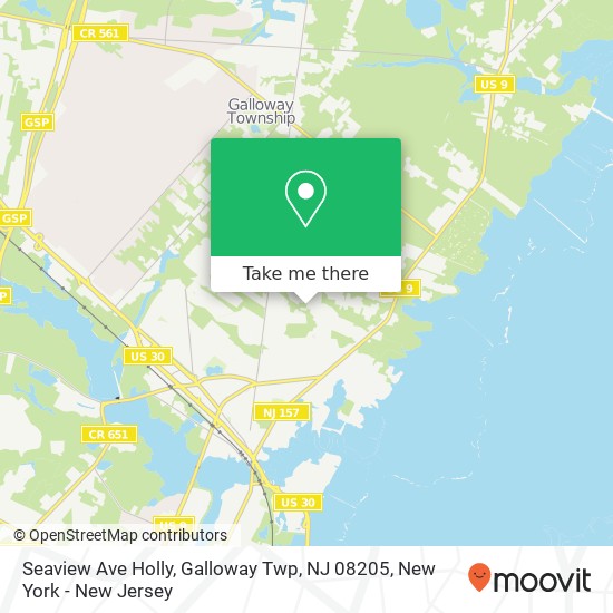 Mapa de Seaview Ave Holly, Galloway Twp, NJ 08205