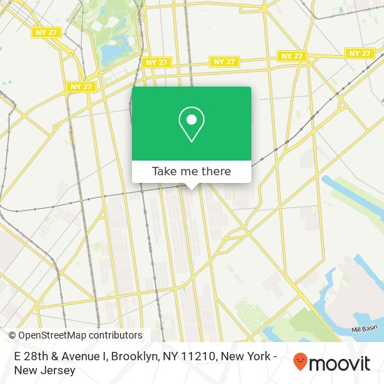 Mapa de E 28th & Avenue I, Brooklyn, NY 11210
