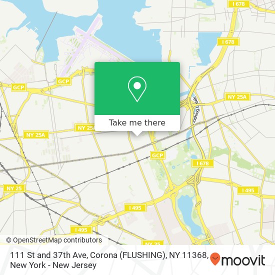 Mapa de 111 St and 37th Ave, Corona (FLUSHING), NY 11368