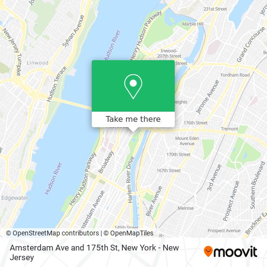 Mapa de Amsterdam Ave and 175th St