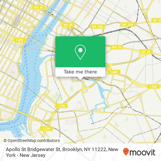 Apollo St Bridgewater St, Brooklyn, NY 11222 map