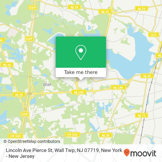 Mapa de Lincoln Ave Pierce St, Wall Twp, NJ 07719