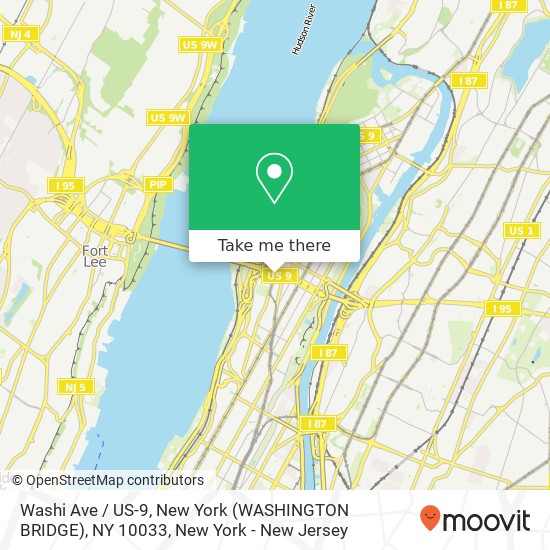 Washi Ave / US-9, New York (WASHINGTON BRIDGE), NY 10033 map
