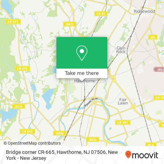 Mapa de Bridge corner CR-665, Hawthorne, NJ 07506