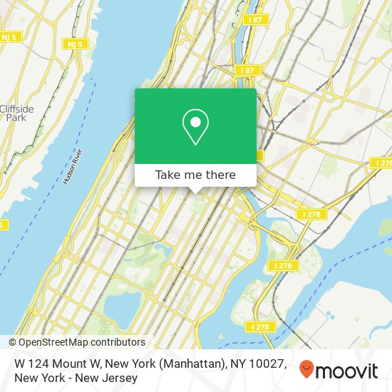 Mapa de W 124 Mount W, New York (Manhattan), NY 10027