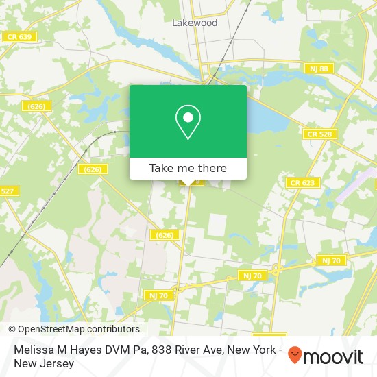Mapa de Melissa M Hayes DVM Pa, 838 River Ave