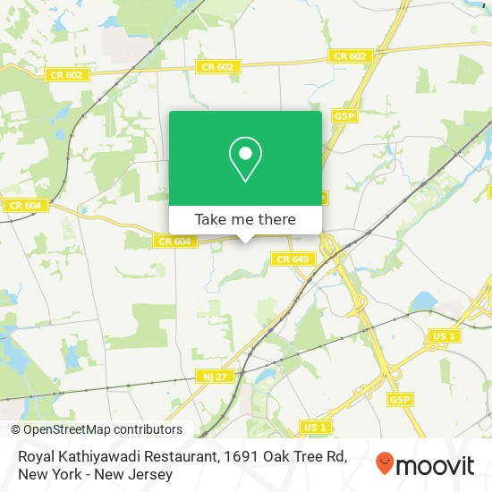 Royal Kathiyawadi Restaurant, 1691 Oak Tree Rd map