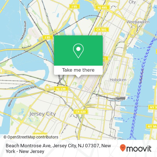 Mapa de Beach Montrose Ave, Jersey City, NJ 07307