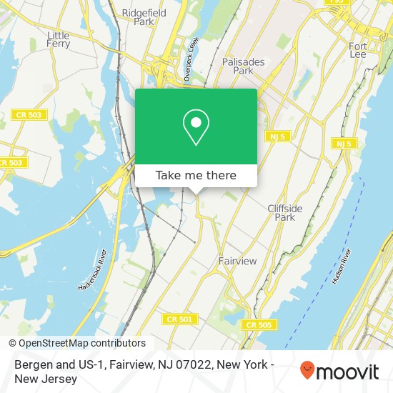 Mapa de Bergen and US-1, Fairview, NJ 07022