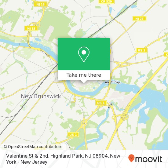 Mapa de Valentine St & 2nd, Highland Park, NJ 08904