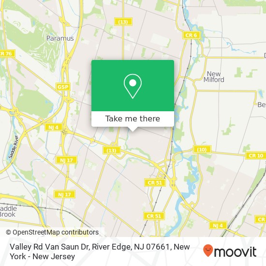 Mapa de Valley Rd Van Saun Dr, River Edge, NJ 07661