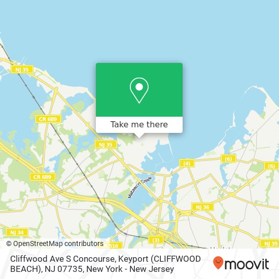 Mapa de Cliffwood Ave S Concourse, Keyport (CLIFFWOOD BEACH), NJ 07735