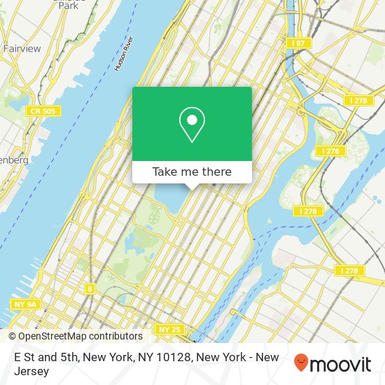 E St and 5th, New York, NY 10128 map