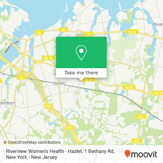 Riverview Women's Health - Hazlet, 1 Bethany Rd map