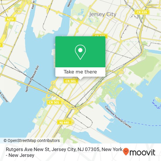 Mapa de Rutgers Ave New St, Jersey City, NJ 07305
