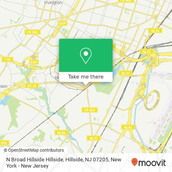Mapa de N Broad Hillside Hillside, Hillside, NJ 07205
