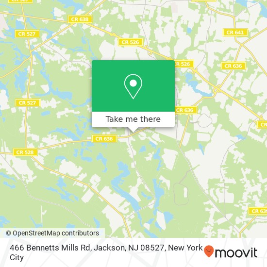 Mapa de 466 Bennetts Mills Rd, Jackson, NJ 08527