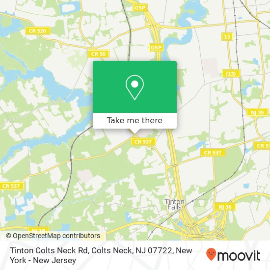 Mapa de Tinton Colts Neck Rd, Colts Neck, NJ 07722