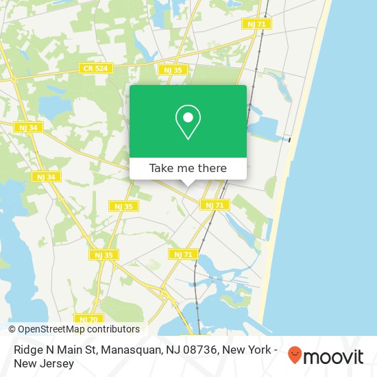 Mapa de Ridge N Main St, Manasquan, NJ 08736