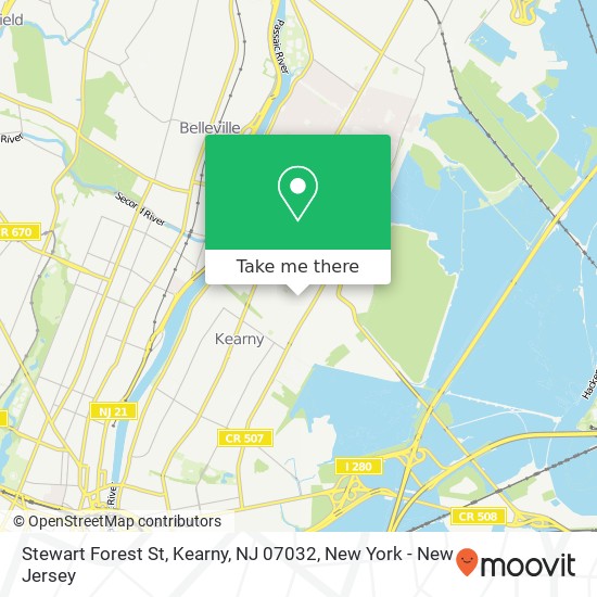 Mapa de Stewart Forest St, Kearny, NJ 07032