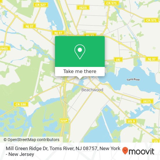 Mapa de Mill Green Ridge Dr, Toms River, NJ 08757