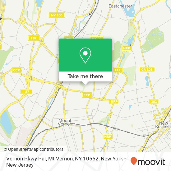 Mapa de Vernon Pkwy Par, Mt Vernon, NY 10552