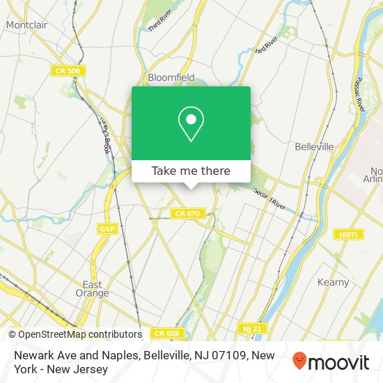 Mapa de Newark Ave and Naples, Belleville, NJ 07109