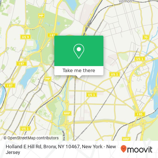 Mapa de Holland E Hill Rd, Bronx, NY 10467