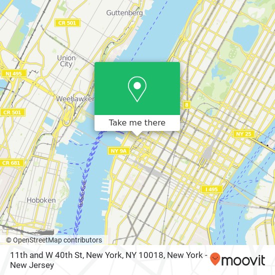 Mapa de 11th and W 40th St, New York, NY 10018