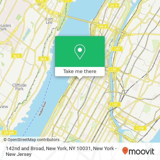 142nd and Broad, New York, NY 10031 map