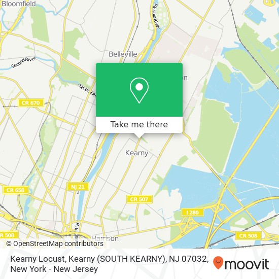 Mapa de Kearny Locust, Kearny (SOUTH KEARNY), NJ 07032