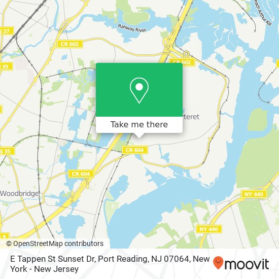 Mapa de E Tappen St Sunset Dr, Port Reading, NJ 07064