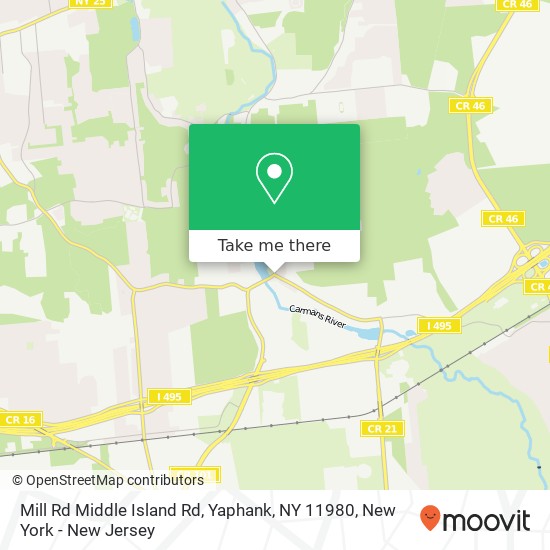 Mill Rd Middle Island Rd, Yaphank, NY 11980 map