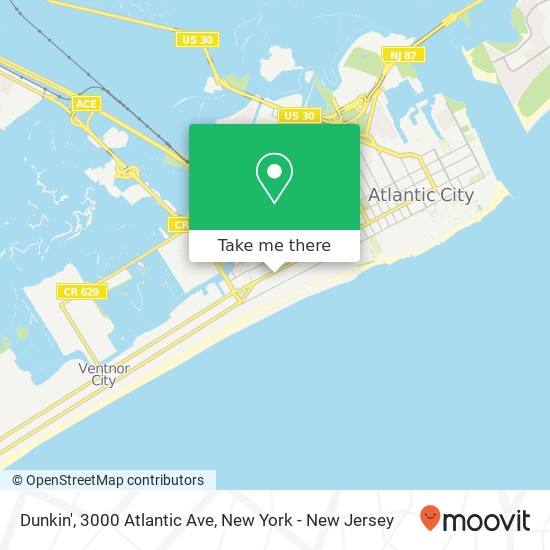 Mapa de Dunkin', 3000 Atlantic Ave