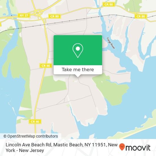 Lincoln Ave Beach Rd, Mastic Beach, NY 11951 map