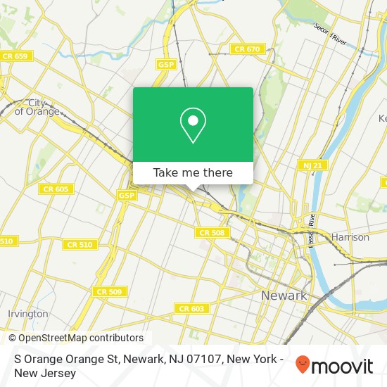 Mapa de S Orange Orange St, Newark, NJ 07107