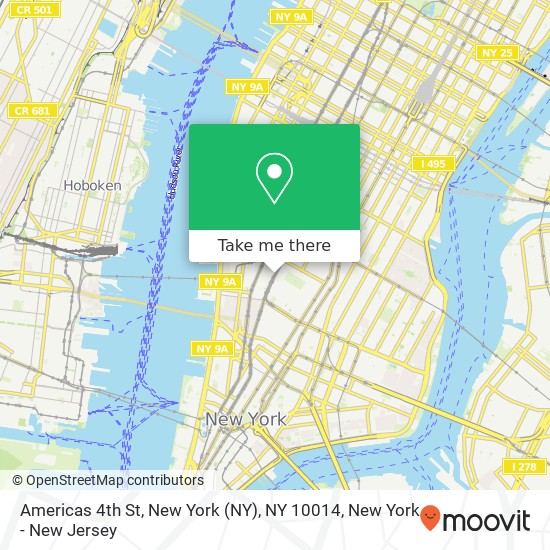 Americas 4th St, New York (NY), NY 10014 map